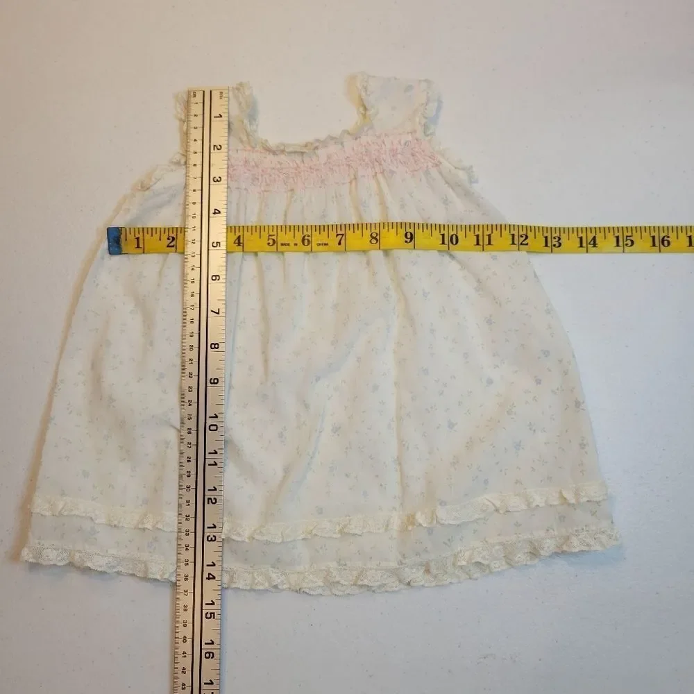 Vintage Infant Cottagecore Nightgown Prarie Smocked Lace Floral